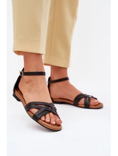 Skórzane Sandały Damskie Na Płaskim Obcasie Maciejka 07029-01 Czarne