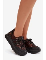 Kožené dámské tenisky na platformě model 21821683 čokoládové - Maciejka