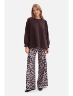 model 21379930 Pletená mikina uvolněného střihu tmavě čokoládová - BeWear