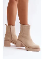 Dámské kotníkové boty na podpatku model Světle béžová model 20755007 - SEASTAR Dámské kotníkové boty na podpatku model Světle béžová model 20755007 - SEASTAR