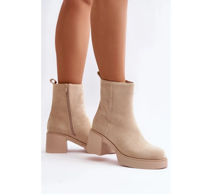Dámské kotníkové boty na podpatku model Světle béžová model 20755007 - SEASTAR Dámské kotníkové boty na podpatku model Světle béžová model 20755007 - SEASTAR