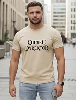 Pánske klasické tričko s nápisom bavlna béžová FashionStreet NX5144R
