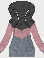 Dámska trojfarebná mikina graphite pink-grey (2303)