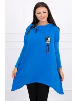 Oversize blúzka s asymetrickými bokmi nevädze modrá