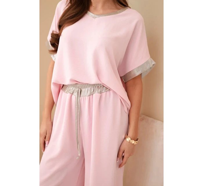 Viskózová súprava so zlatým lemovaním candy pink Viskózová súprava so zlatým lemovaním candy pink