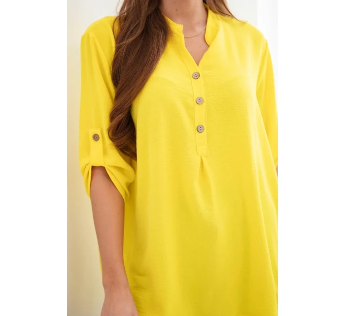 Blúzka s dlhším zadným dielom tmavo žltá
