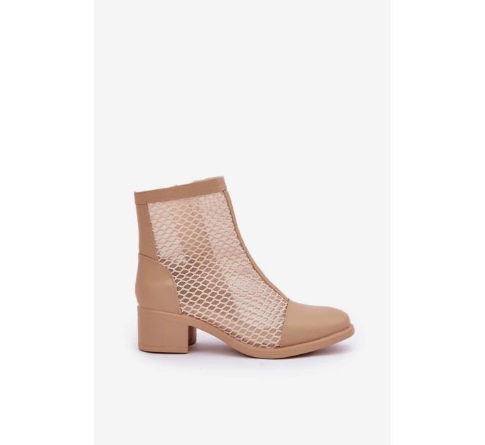 Dámské Síťované Boty Na Podpatku Béžové model 21683774 - Boto Dámské Síťované Boty Na Podpatku Béžové model 21683774 - Boto