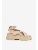 Dámské sandály na platformě a klínu eko kůže béžové model 21688746 - Boto Dámské sandály na platformě a klínu eko kůže béžové model 21688746 - Boto