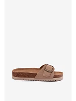 Dámske kožené ponožky so sponou tmavo béžové Emiline