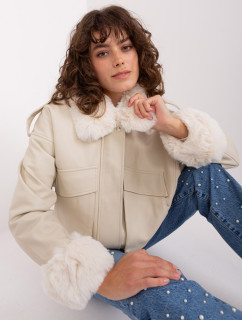 Svetlo béžová dámska zimná bunda s vreckami