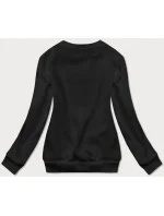 Černá dámská tepláková mikina s potiskem model 17182406 - J.STYLE Černá dámská tepláková mikina s potiskem model 17182406 - J.STYLE