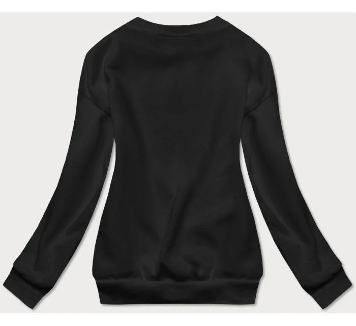 Černá dámská tepláková mikina s potiskem model 17182406 - J.STYLE Černá dámská tepláková mikina s potiskem model 17182406 - J.STYLE