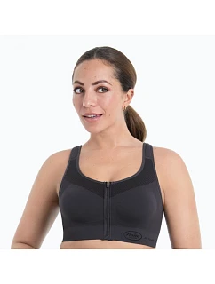 Športový top EasyMove Zip tvarovaný, predné zapínanie 5511 carbon grey - Active