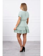 Šaty s obálkovým výstřihem tmavě mátové barvy Šaty s obálkovým výstřihem tmavě mátové barvy