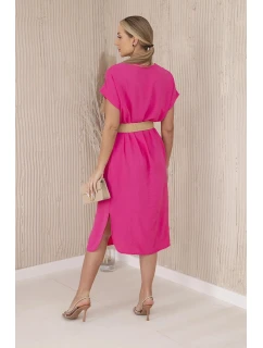 Šaty s ozdobným opaskom ružové