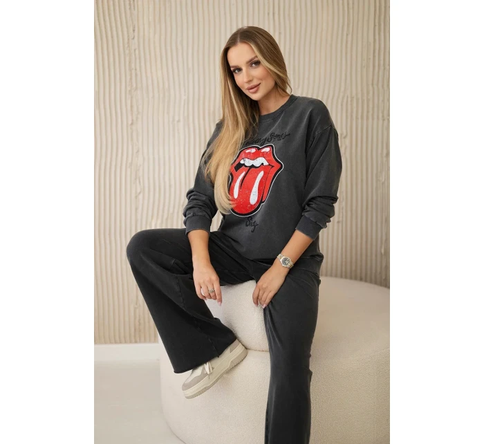 Bavlnené tepláky s potlačou + nohavice Graphite