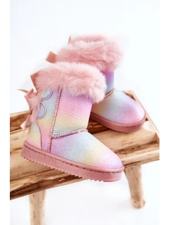 Dziecięce Ocieplane Botki Z Kokardkami Śniegowce Wielokolorowe Funky