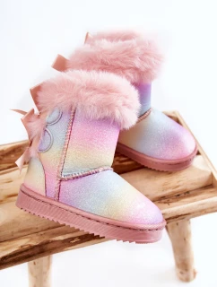 Dziecięce Ocieplane Botki Z Kokardkami Śniegowce Wielokolorowe Funky