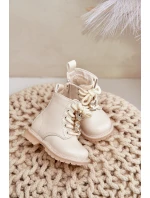 Zateplené dětské boty s medvídkem na zip béžové model 21678623 - Boto