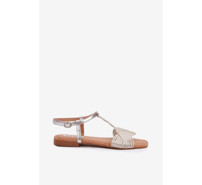 Dámské stříbrné ploché sandály Nexora