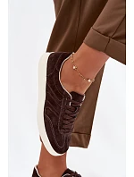 Sneakersy z veluru model 22044835 Čokoládové - VINCEZA