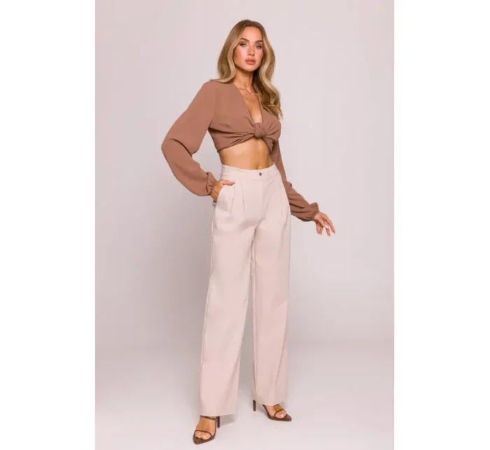 model 21074097 Široké kalhoty béžové - Moe