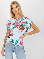 Dámska blúzka WN BZ 4008-3.80 Svetlo modrá s kvetmi - RUE PARIS