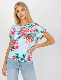 Dámska blúzka WN BZ 4008-3.80 Svetlo modrá s kvetmi - RUE PARIS
