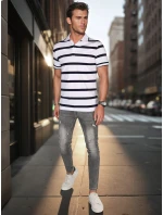 Pánská pruhovaná polokošile bílá Dstreet model 21987934 - FashionStreet