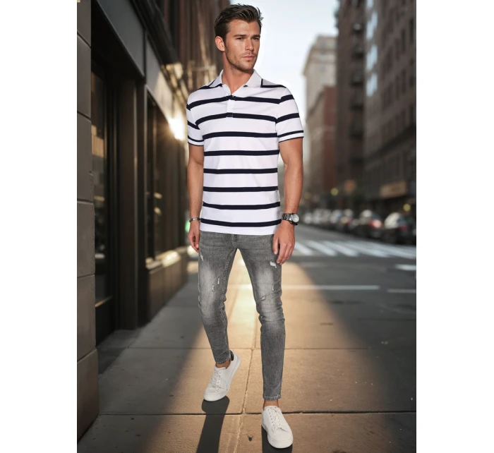 Pánská pruhovaná polokošile bílá Dstreet model 21987934 - FashionStreet