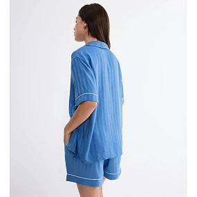 Dámská noční košile Amourette Jacquard Boyfriend Shirt - CIEL - modrá 005J - TRIUMPH Dámská noční košile Amourette Jacquard Boyfriend Shirt - CIEL - modrá 005J - TRIUMPH