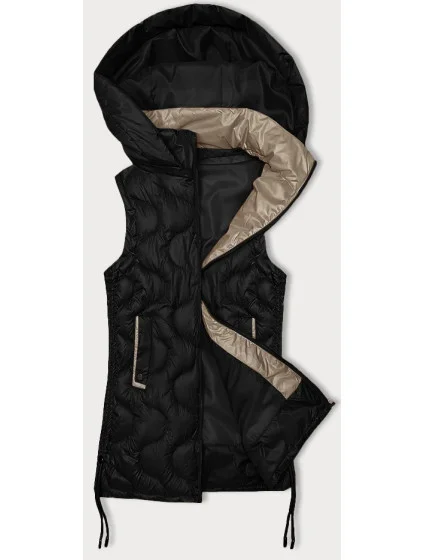 Dámske vyšívané prešívané tričko bez rukávov S'West black (B8338-1)