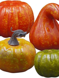 DEKORATÍVNA FIGÚRKA HALLOWEENSKEJ TEKVICE 4KS ORANŽOVO-ZELENÁ