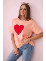 Bavlněná halenka s potiskem srdce model 19747404 - K-Fashion