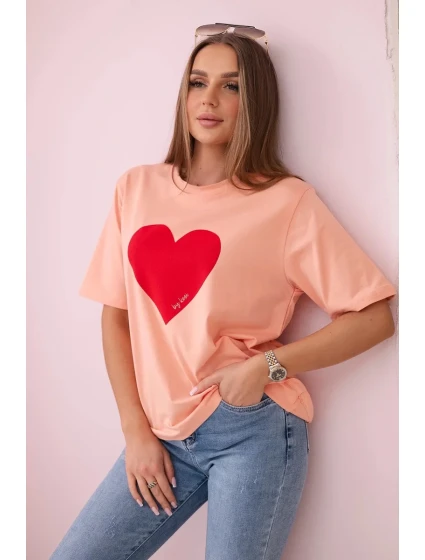 Bavlněná halenka s potiskem srdce model 19747404 - K-Fashion
