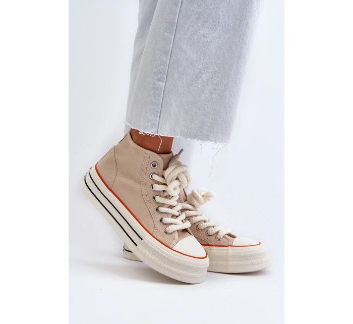 Dámské tenisky na platformě béžové model 21652307 - Boto Dámské tenisky na platformě béžové model 21652307 - Boto