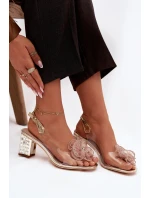 Sandály na podpatku s ozdobou D&A MR52-238 zlaté