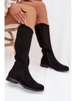 Dámské kozačky s vzorem na nízkém podpatku  Černé model 22031878 - S.Barski