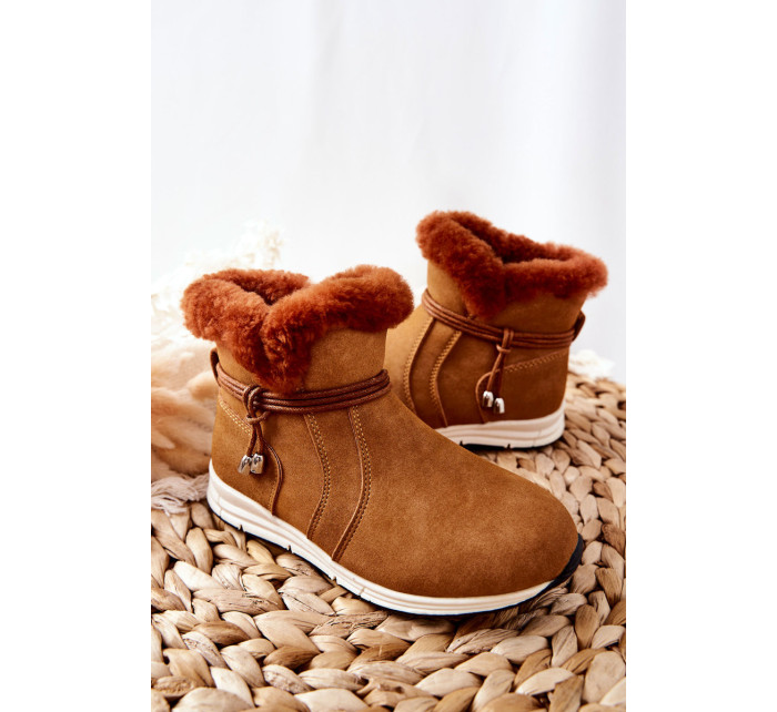 Detské snehové topánky s kožušinou Big Star BB374058BS Camel
