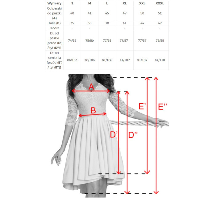 210-1 NICOLLE - Dlhšie šaty s čipkovým výstrihom - BORDE