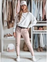 Dámské kalhoty chinos s páskem růžová Dstreet model 21986444 - FashionStreet