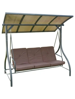 3-MIESTNA ZÁHRADNÁ HOJDAČKA 194X120X173CM ZOSIA S POLYKARBONÁTOVOU STRIEŠKOU