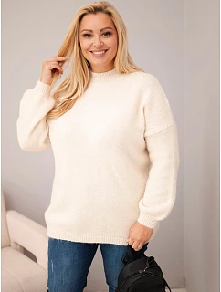 Dámský svetr Plus Size volného střihu s dlouhým rukávem béžová