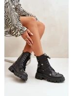 Botki Workery Damskie Z Ozdobami Eko Skórzane Czarne Cadenilla Botki Workery Damskie Z Ozdobami Eko Skórzane Czarne Cadenilla