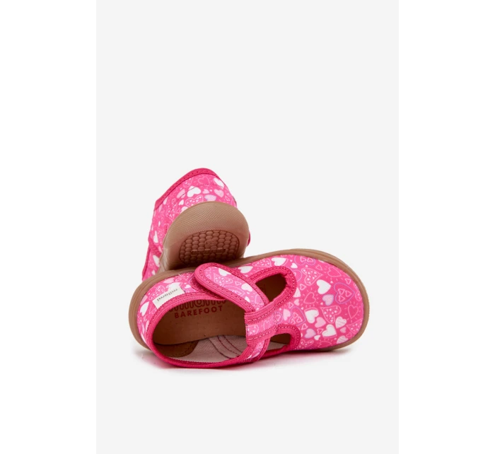 Kapcie Barefoot Dziewczęce W Serduszka Na Rzep Milami Fuksja Talirae