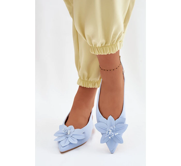 Dámské sandály na ploché podrážce s květem modré model 22102837 - Boto
