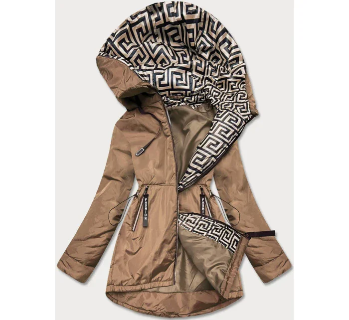 Béžovo-ťavia dámska bunda pre prechodné obdobie (B8037-12046)