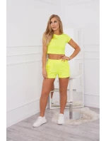 Bavlnená súprava so šortkami žltá neónová