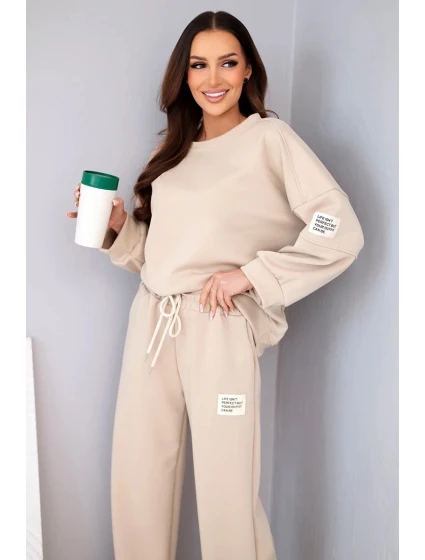 Dámsky set maslová mikina + nohavice béžová