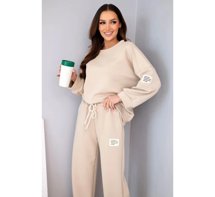 Dámsky set maslová mikina + nohavice béžová